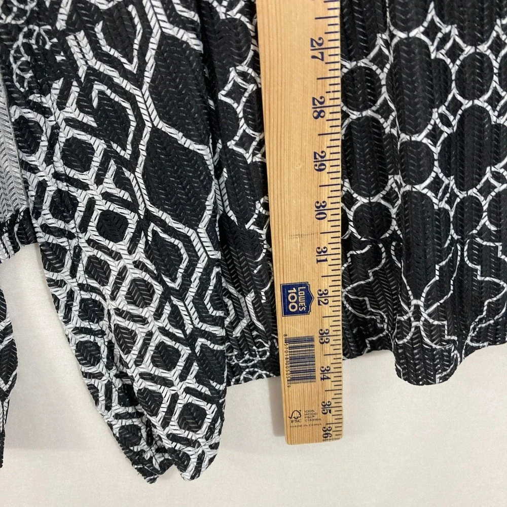 Catherines Open‎ Front Jacket Kimono size 5X Black White Geometric Open Knit